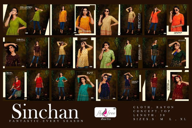 Fly Free Sinchan New Fancy Ethnic Wear Rayon Short Top Collection